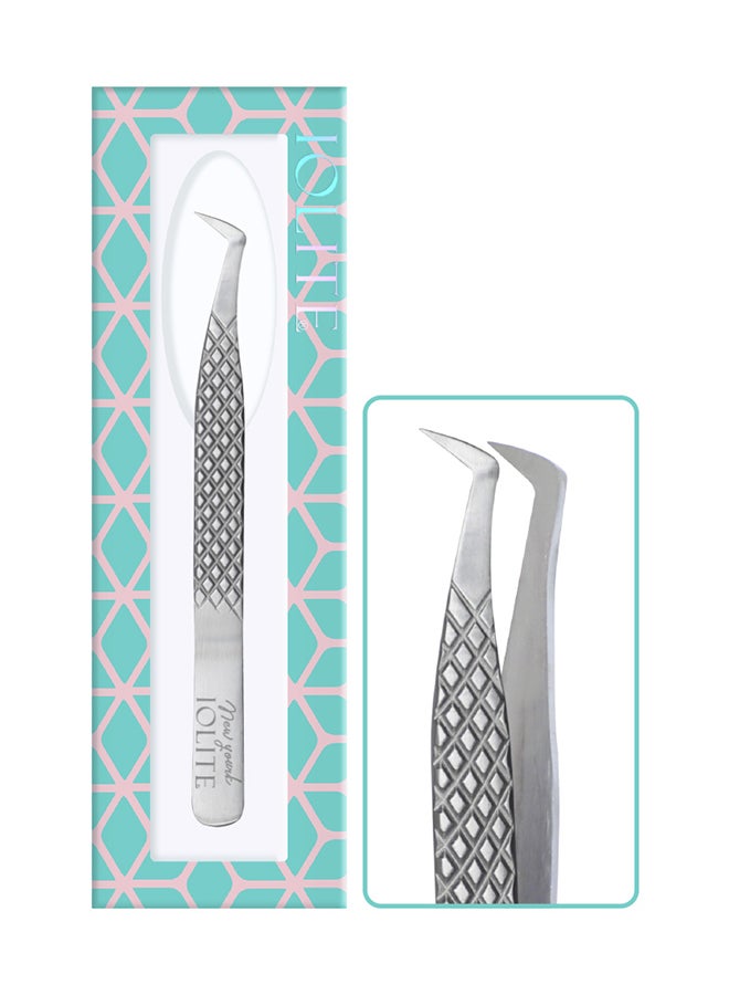 Lash Tweezers Professional Stainless Steel Curved Precision Tweezer for Eyelash Extensions, Volume Lashes, Electronics, Laboratory Work, Jewelry-Making,Crafting,Soldering, 2D-3D False Lashes, Nail Art