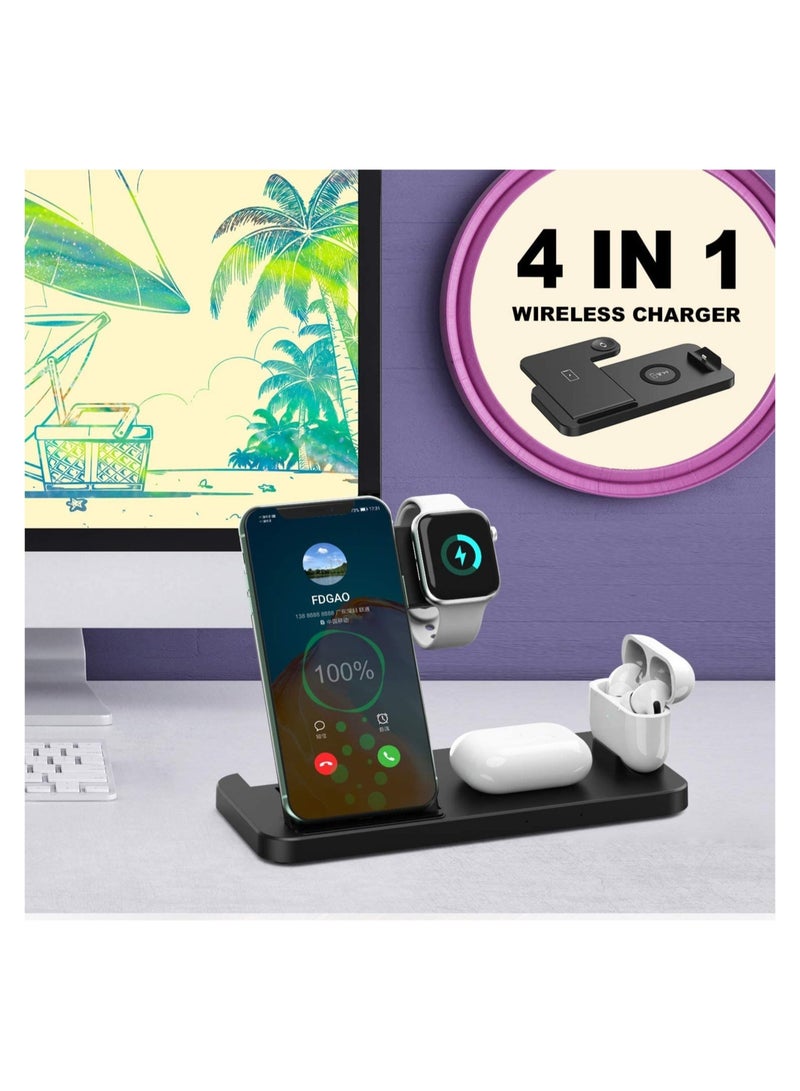 4 in 1 Wireless Charging Stand,, Fast Charger for Apple Watch, iPhone 13/12/11/ Pro Max/Mini/11/Pro/AirPods/Samsung smart phone etc