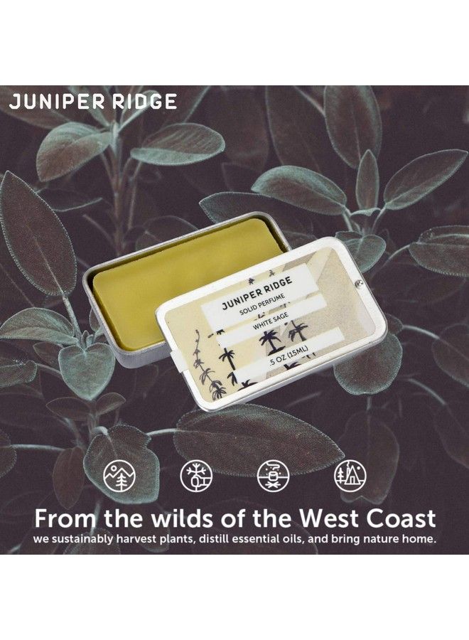 White Sage Solid Perfume | Wildharvested Essential Oil Blend | Unisex Fragrance | Travel Friendly | 0.5 Oz Tin