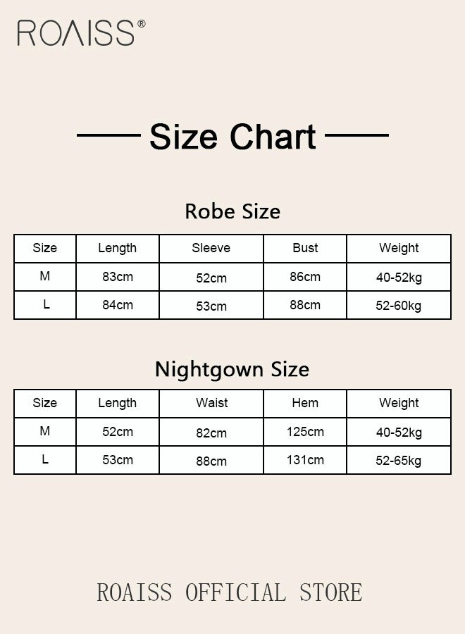 2-Piece Set of Women Pajamas with V-Neck Design Women Home Wear Set  Robe and Lace Element Nightgown