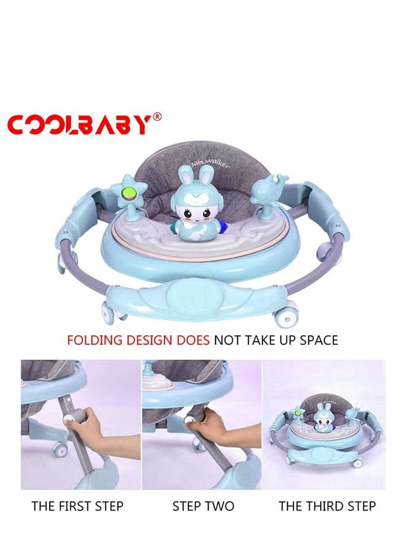 COOLBABY Baby Walker Multifunctional Anti-rollover Anti-O Leg Can Sit Folding 6-18 Months Nale And Female Baby Walker Include Mat