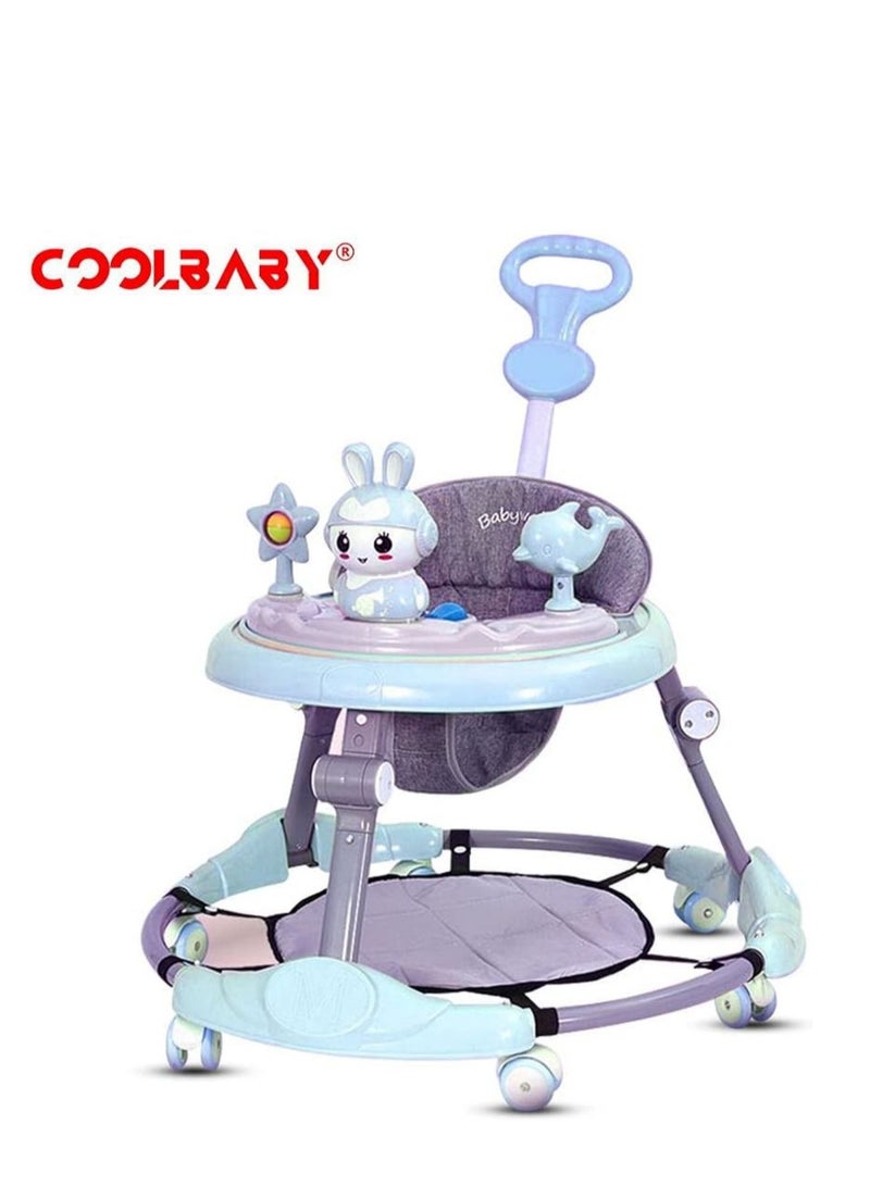 COOLBABY Baby Walker Multifunctional Anti-rollover Anti-O Leg Can Sit Folding 6-18 Months Nale And Female Baby Walker Include Mat