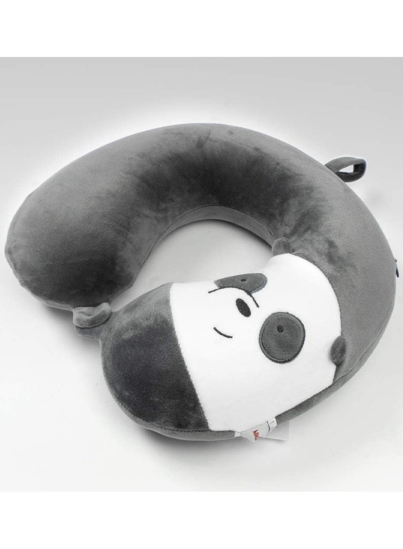 Travel Neck Panda Pillow with, We Bare Bears Memory Foam Neck Cartoon Pillow Gift for Travelling, Sleeping, Airplane, Car, Home & Office Gray