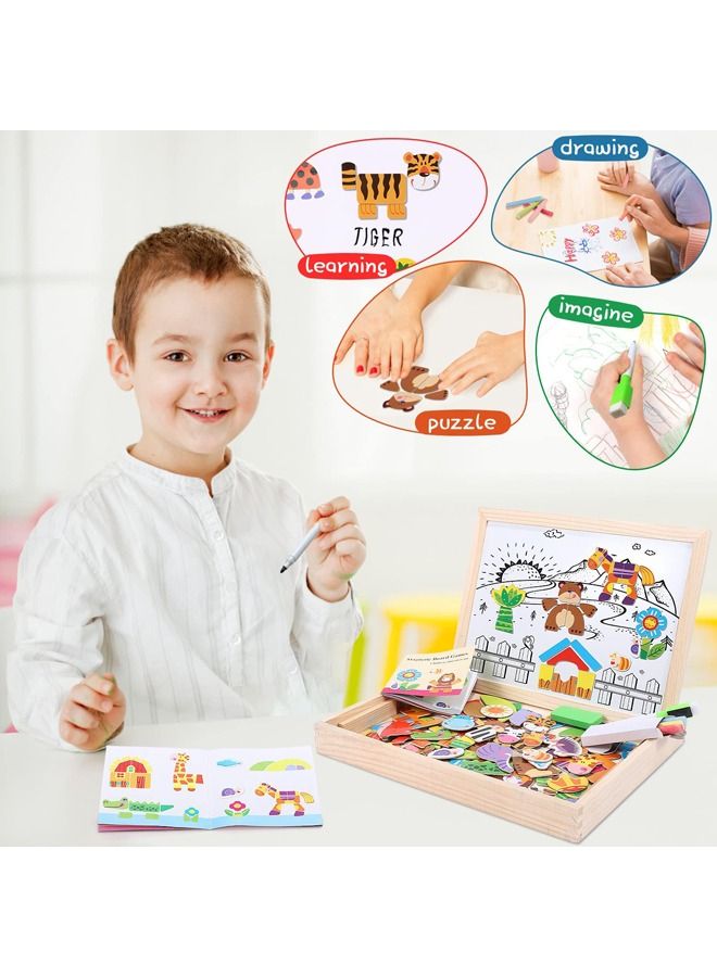 Wooden Magnetic Jigsaw Puzzle Animal Double-Sided Drawing Board Children's Educational Puzzle