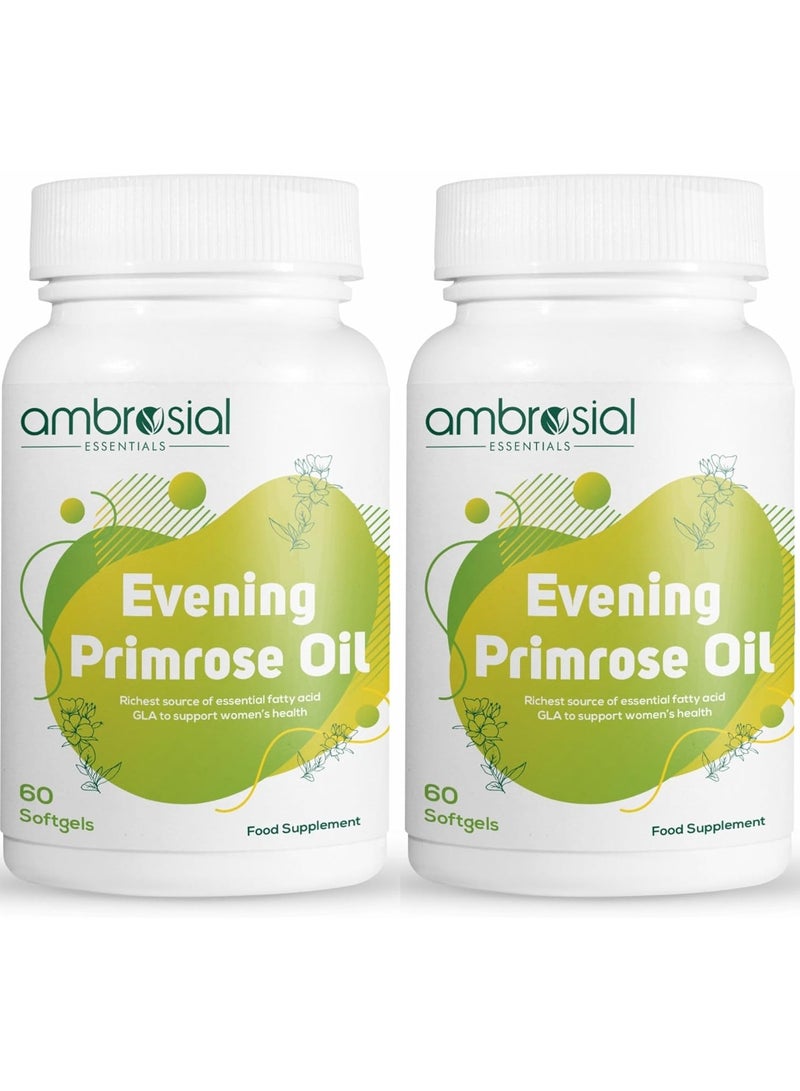 Evening Primrose Oil 1000Mg Cold Pressed Evening Primrose Oil Capsules Rich Source Of Omega 6 Fatty Acids And Gla High Strength Evening Primrose Capsules Pack Of 2-120 Softgels