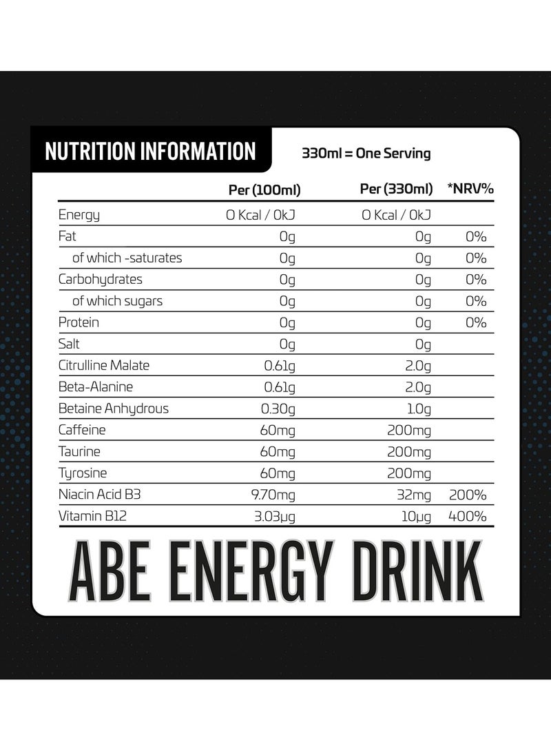 Abe Carbonated Energy Drink Orange Burst Flavor 330Ml Pack Of 12