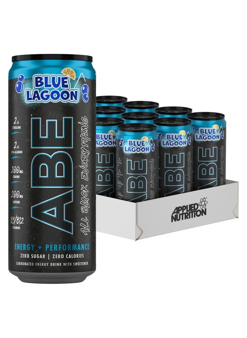 Applied Nutrition ABE Carbonated Energy Drink Blue Lagoon Flavor 330ml Pack of 12