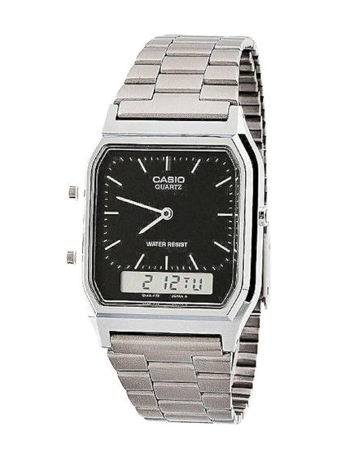 Casio Men's Black Dial Stainless Steel Analog-Digital Watch - AQ-230A-1DMQ