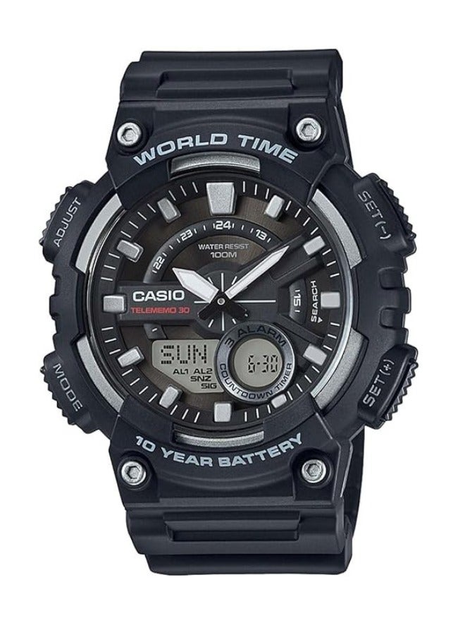Casio Men's Black Dial Resin Analog-Digital Watch - AEQ-110W-1AVDF