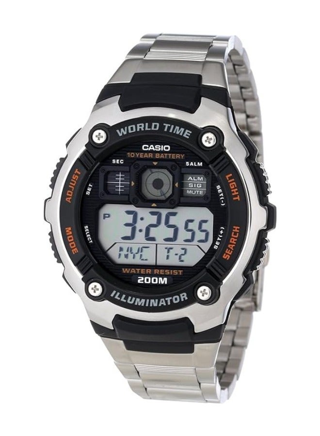 Casio Mens Quartz Watch, Digital Display and Stainless Steel Strap AE-2000WD-1AVDF