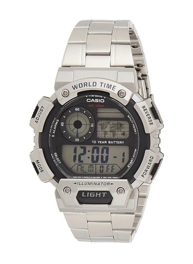 Casio Men's Digital Dial Stainless Steel Band Watch - AE-1400WHD-1AVDF
