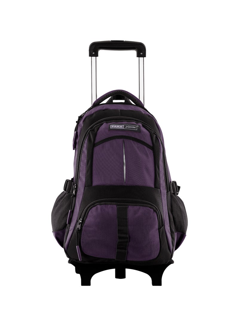 Unisex  Rolling Trolley Backpack with Adjustable Strap for School, College, Office, Business and Travel - 16 Inches Violet