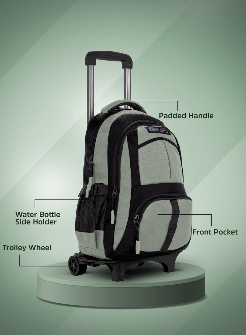 Unisex  Rolling Trolley Backpack with Adjustable Strap for School, College, Office, Business and Travel - 20 Inches Green