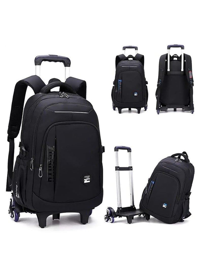 Trolley Backpack Travel Rolling Book Bag School Wheeled Backpack for Boys Girls Kids Luggage Bag