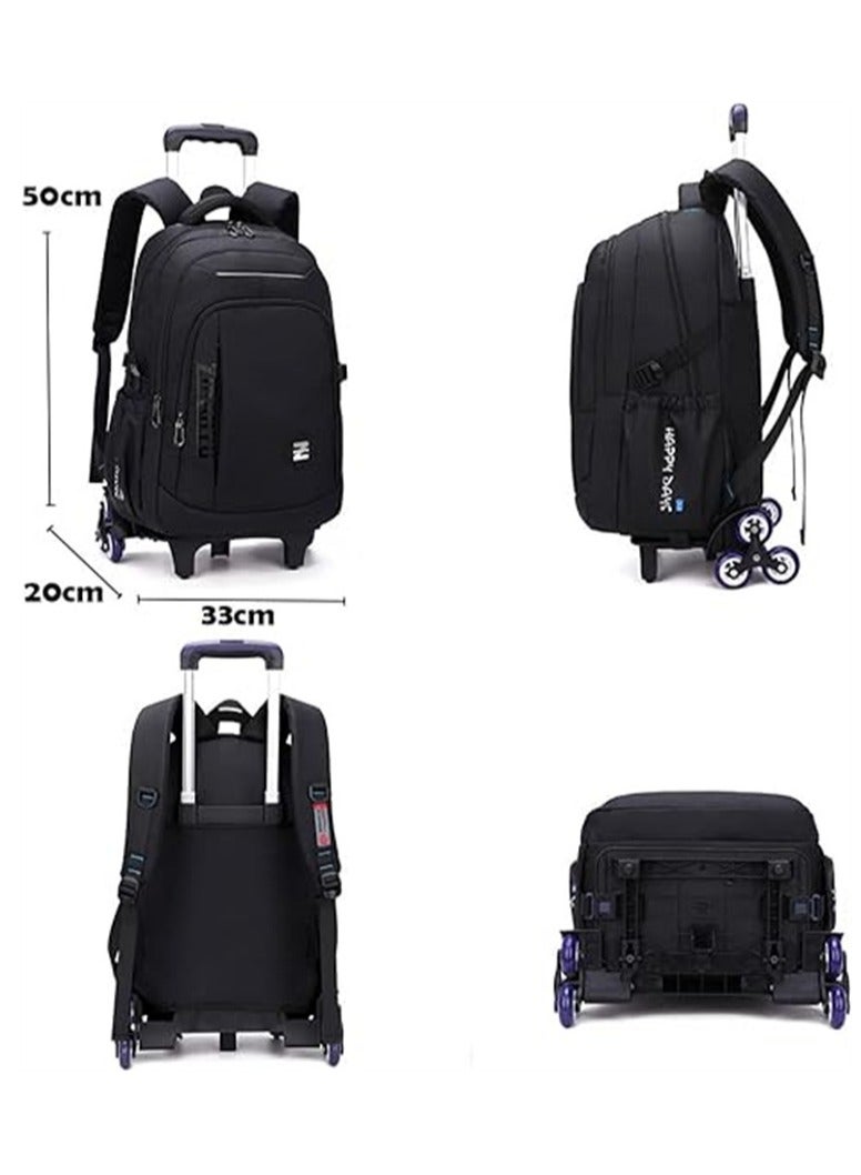 Trolley Backpack Travel Rolling Book Bag School Wheeled Backpack for Boys Girls Kids Luggage Bag