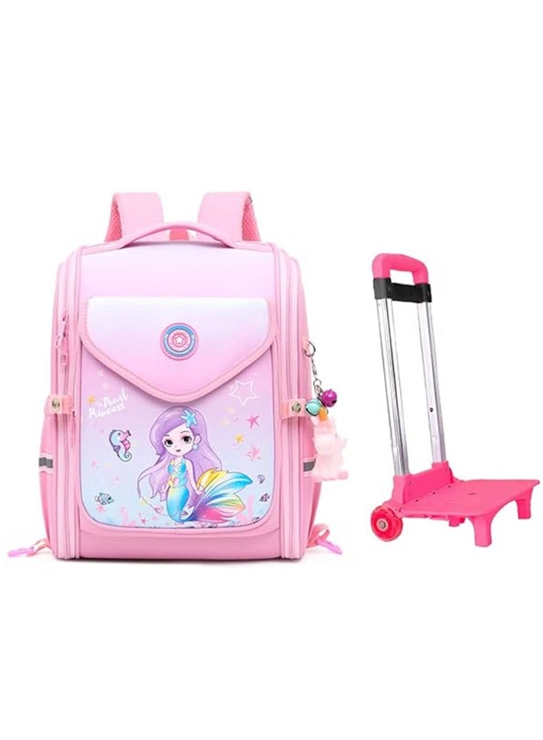 Girls Trolley School Bags Large Capacity Book bag Students Rolling Backpack Travel Wheeled Luggage Bag