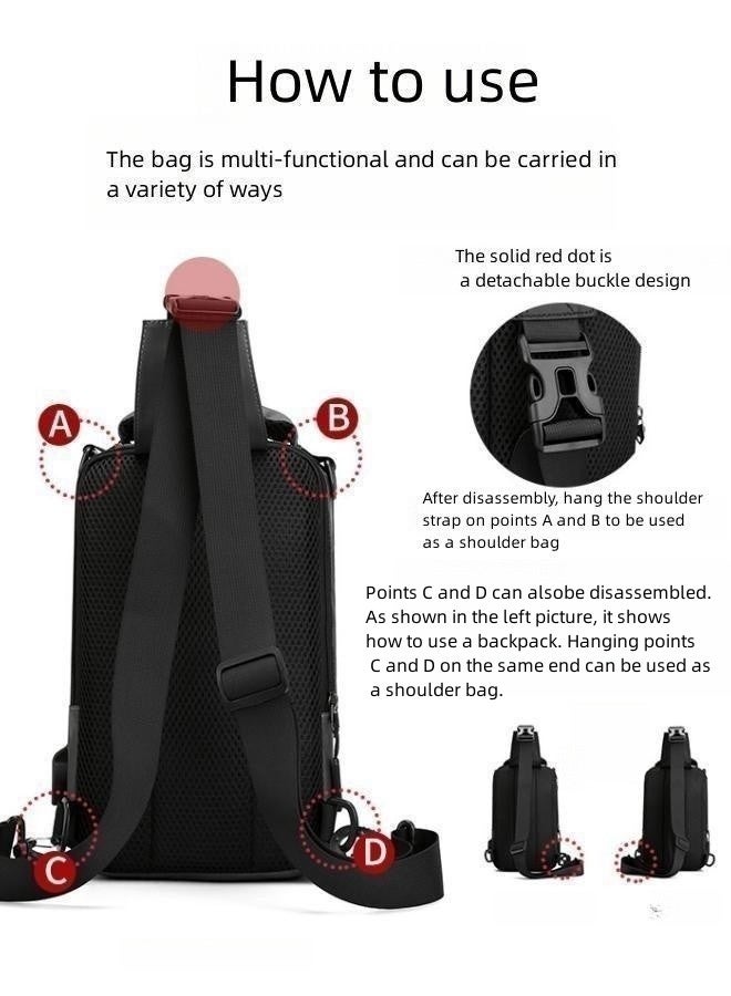 New Men's Multifunctional Small Backpack, Boys' Fashionable Casual Shoulder Bag Crossbody Bags Sling Bag Side Bag, Waterproof Space Cloth Chest Bag Carry Bag for College Students and Teenagers