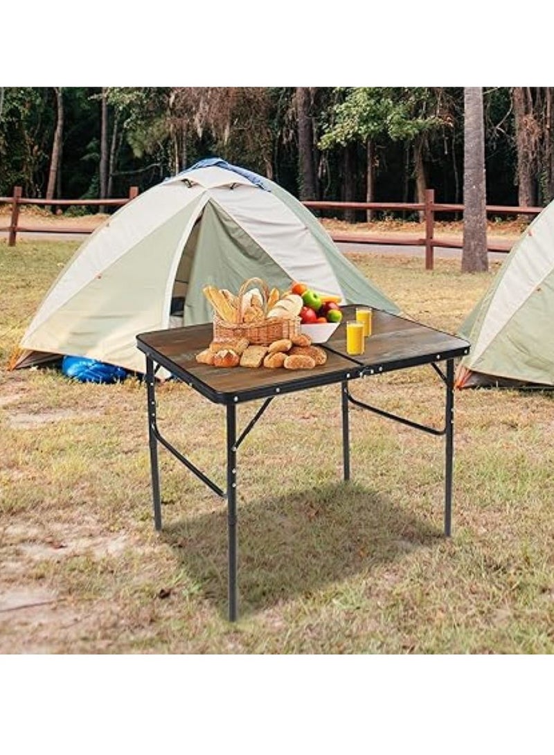 Portable Folding Table Adjustable Height Lightweight Dining Table for Camping Picnic Party