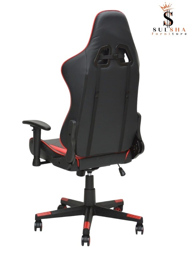 Executive Ergonomic Computer Desk Chair for Office and Gaming with headrest back comfort and lumbar support RED Black