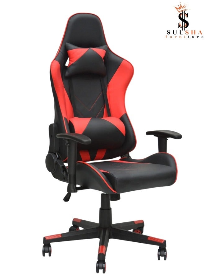 Executive Ergonomic Computer Desk Chair for Office and Gaming with headrest back comfort and lumbar support RED Black