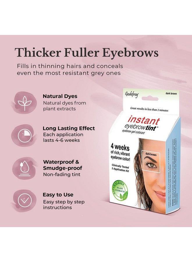 Instant Eyebrow Color, Dark Brown, .18 Ounces, 12Weeks Of Long Lasting Brow Color, 3Applications Per Kit