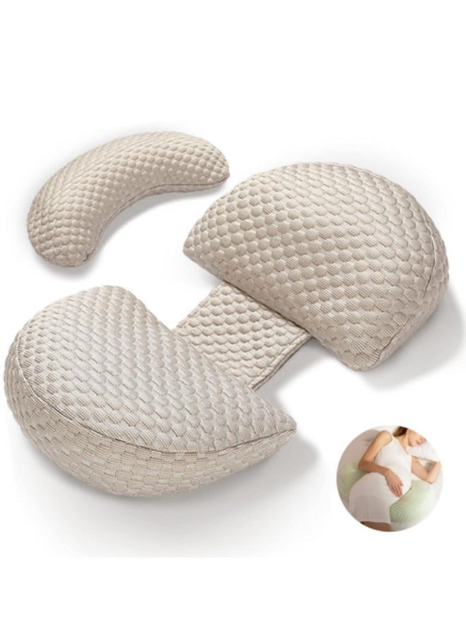 Pregnancy Pillow for Women, Soft Pregnancy Pillow, Back, Hip, Leg Support, Maternity Pillow with Removable and Adjustable Pillow Cover, Platinum