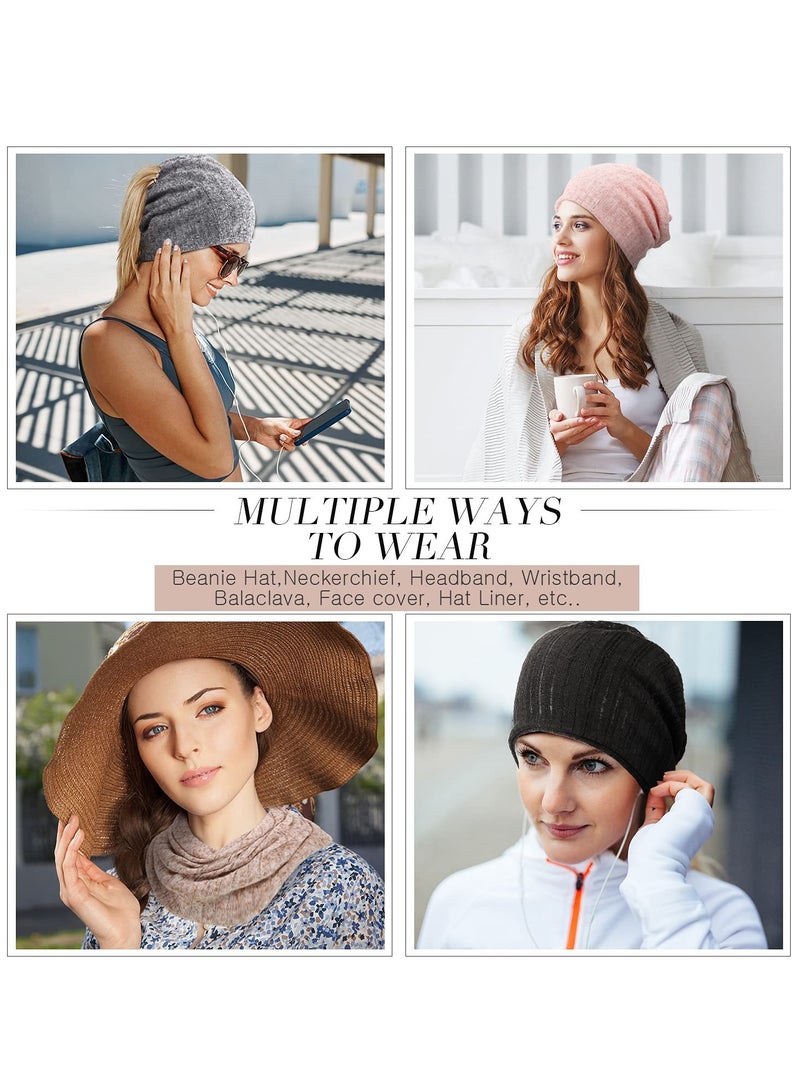 TERRIFI 5 Pieces Women's Slouchy Beanie Hat Baggy Skull Sleep Cap Turban Headwear