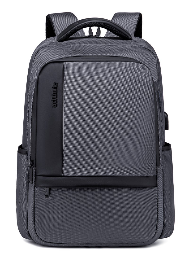 Casual Travel Backpack Water Resistant Unisex School College Bag with Built in USB Port and Laptop Compartment for Men and Women B00120C Grey