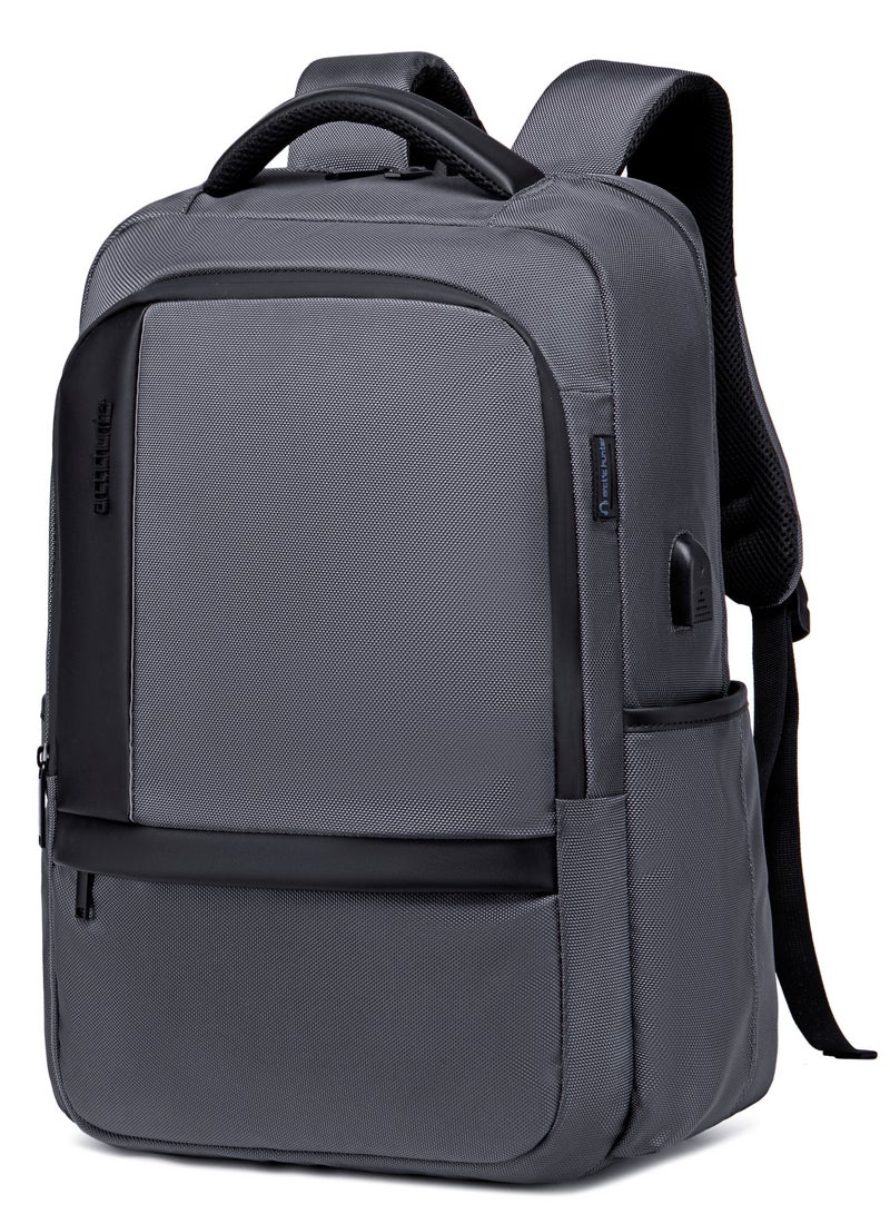 Casual Travel Backpack Water Resistant Unisex School College Bag with Built in USB Port and Laptop Compartment for Men and Women B00120C Grey