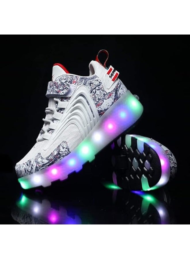 LED Flash Light Fashion Shiny Sneaker Skate Shoes With Wheels And Lightning Sole