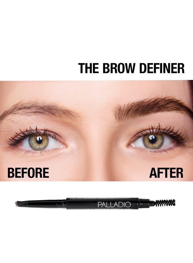 Brow Definer Retractable Pencil, Triangular Tip Fills Brows For A Natural Look, Tame And Shape Eyebrows With Spoolie Brush, Eyebrow Shaper, Buildable Light To Dark Colors, All Day Wear (Taupe)