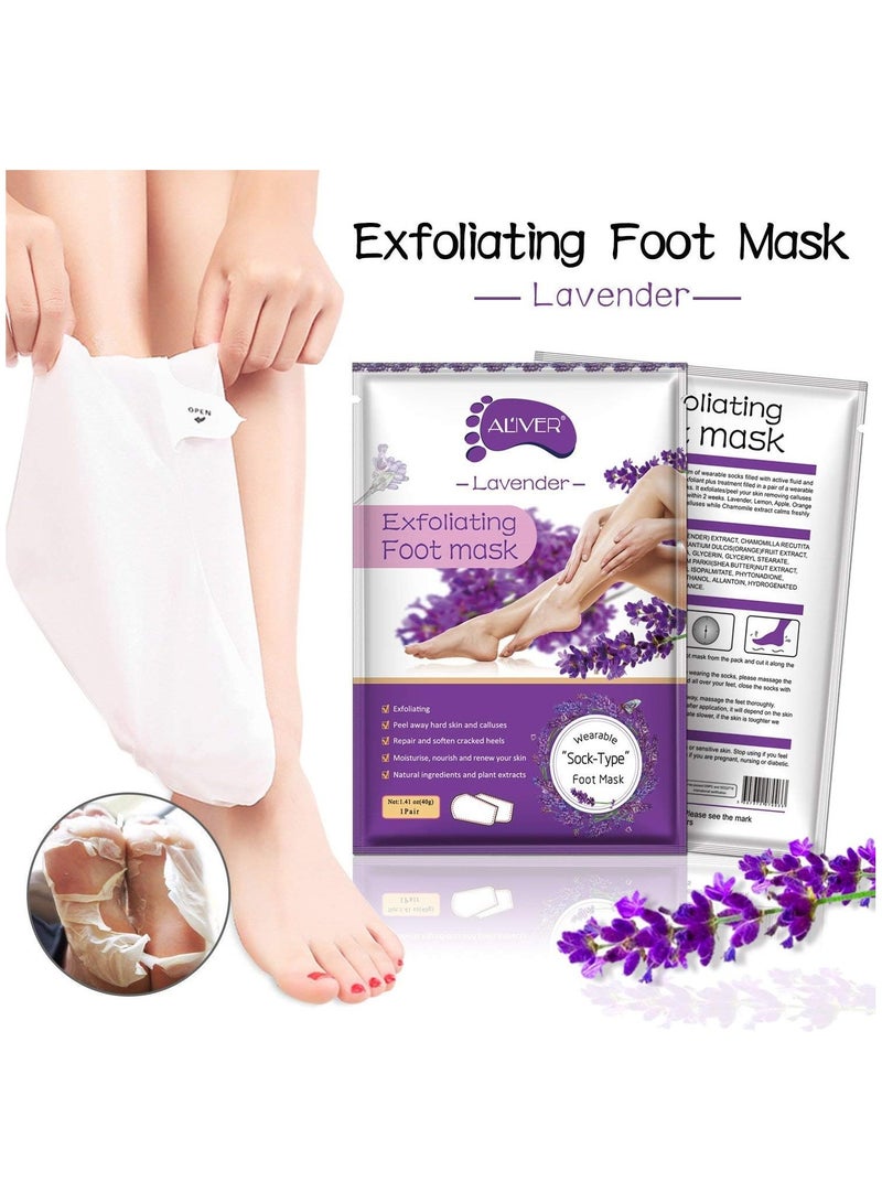 Foot Peel Mask 5 Pack, Exfoliating Foot Masks, Natural Exfoliator for Dry Dead Skin, Callus, Repair Rough Heels for Men Women (Tea Tree)