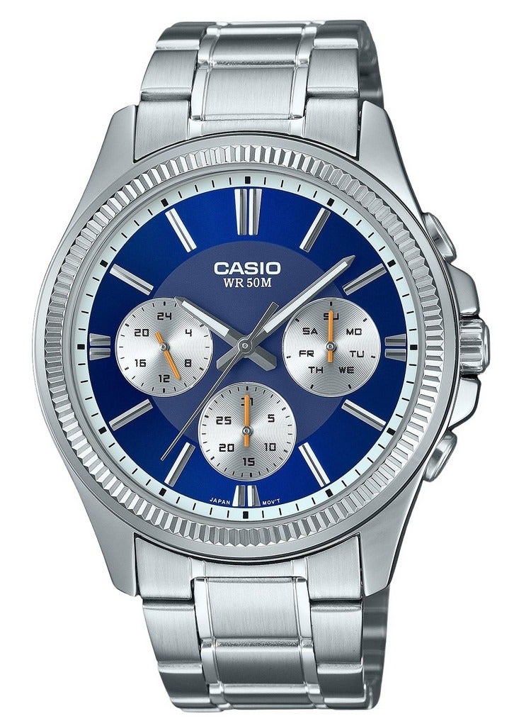 Casio Enticer Analog Stainless Steel Blue Dial Quartz MTP-1375D-2A1 Men's Watch