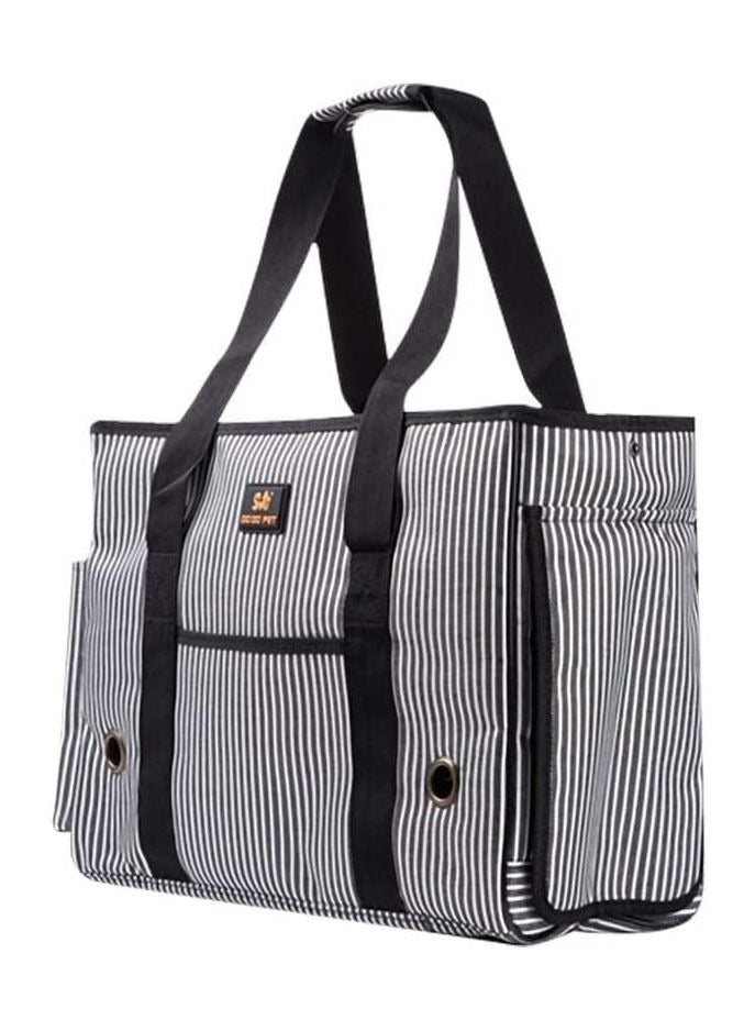 Portable Pet Carrier Travel Bag Black/White Small 26x19x43cm