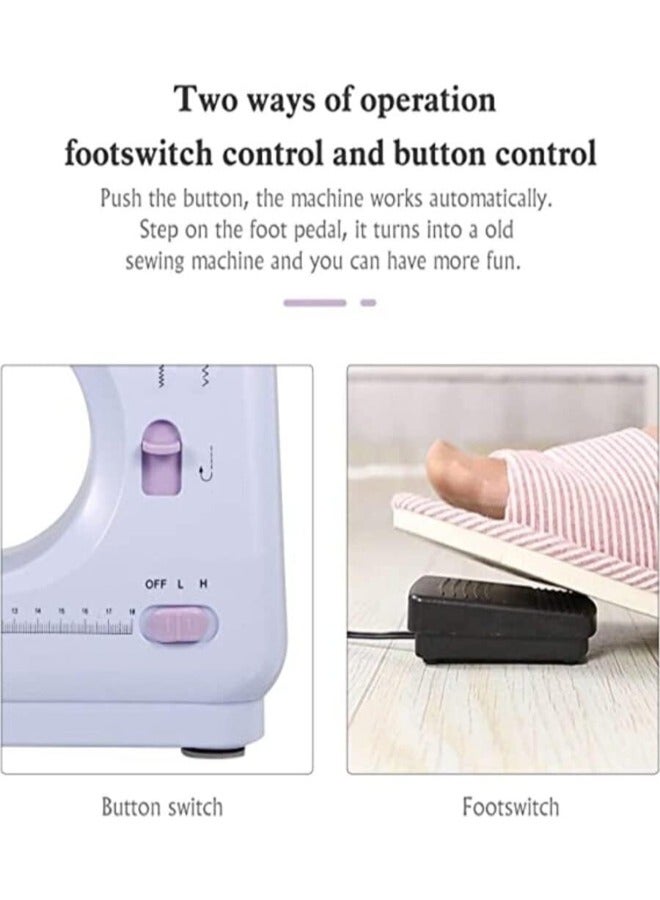 Portable Sewing Machine Bundle: 2-Pack with 12 Stitches, 2 Speeds, Reversing Sewing, Overlock, LED Light, Perfect for Beginners, Rose Red & White Design, Ideal Gift for DIY Enthusiasts