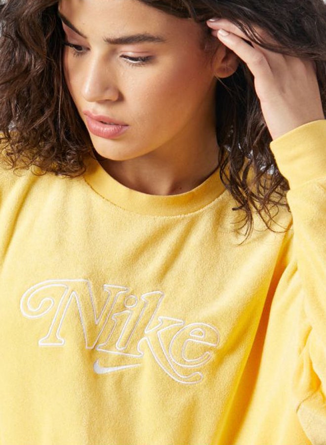 Retro Femme Terry Cropped Sweatshirt Topaz Gold