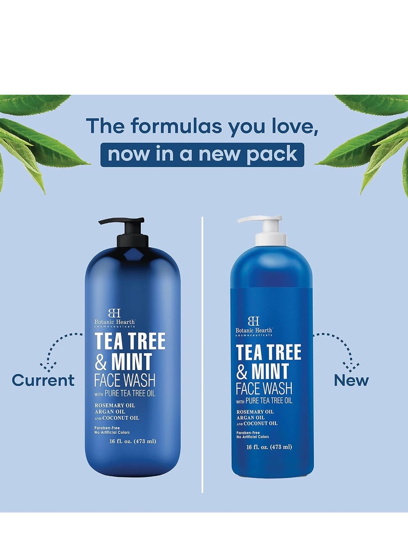 Botanic Hearth tea tree face wash with mint acne fighting therapeutic hydrating liquid face soap with pure tea tree oil for women and men paraben free 16 fl oz