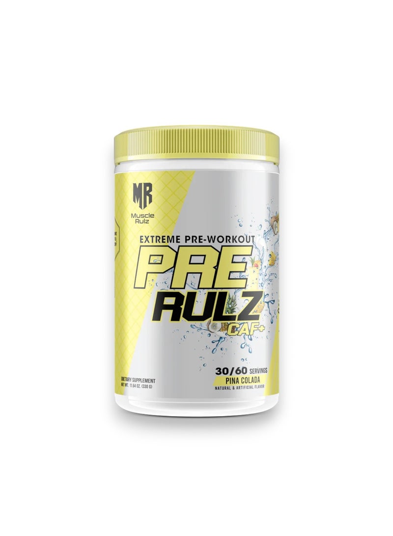 Pre Rulz  Caf+,  Extreame Pre-Workout, Pina Colada Flavour, 330g