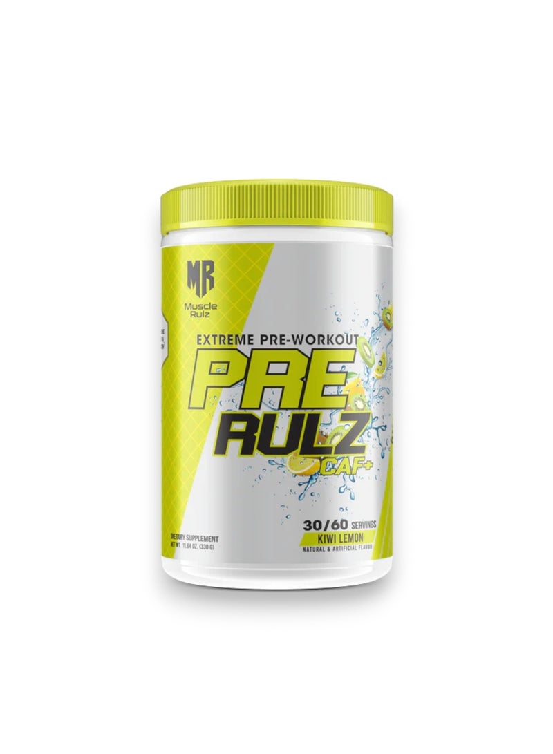 Pre Rulz  Caf+,  Extreme Pre-Workout, Kiwi Lemon Flavour, 330g