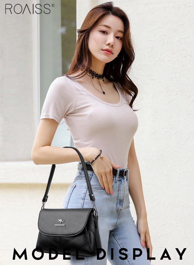 Fashionable Casual Flip Crossbody Bag Women'S Daily Commuting Pu Leather Material Adjustable Strap Shoulder Bag