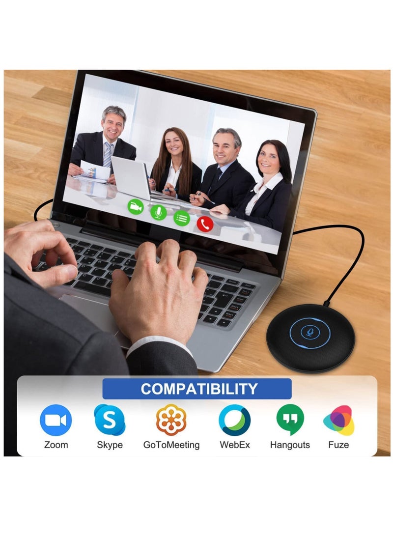 Conference USB Microphone, 360° Omnidirectional Laptop PC Computer External Conference Mic with Mute Button, Compatible with MacOS Windows for Zoom Meeting, Online Learning, Skype VD60