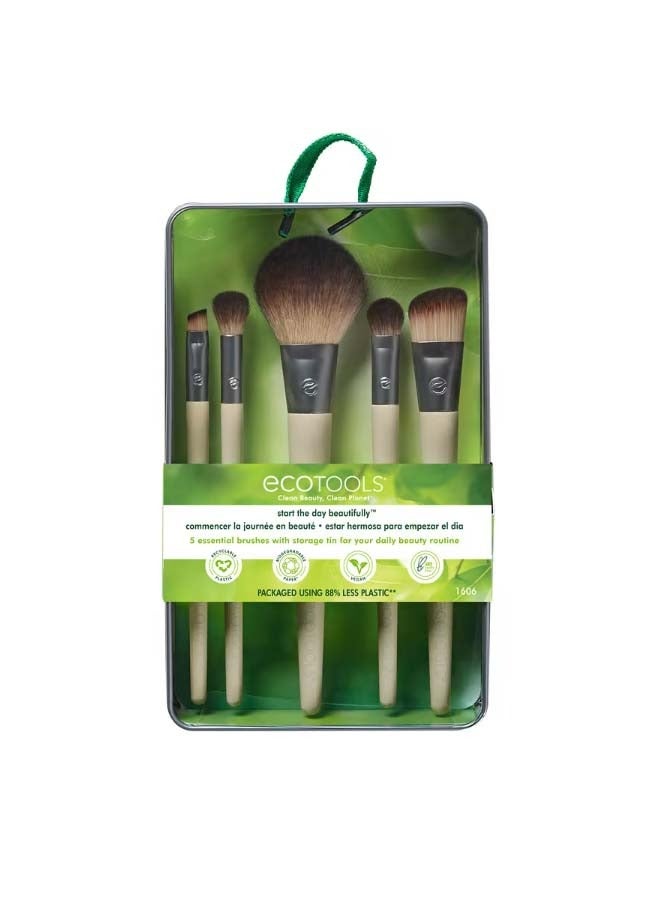 Start The Day Beautifully Brush Set 5 Piece Set and Storage Tin