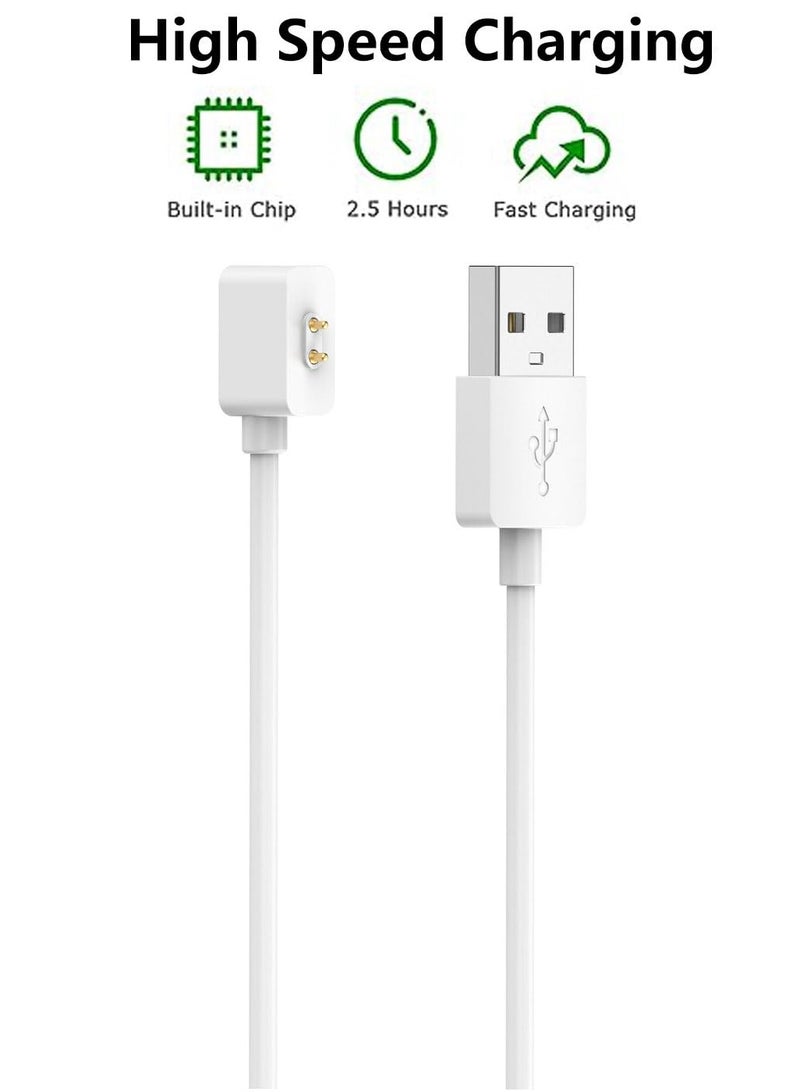 2 Pack Magnetic Charging Cable Compatible with Xiaomi Mi Band 8 and for Redmi Band 2/Watch 3 Lite/Watch 3 Active, 3.3ft USB Charging Cable Stand Dock Smartwatch Accessories (White)