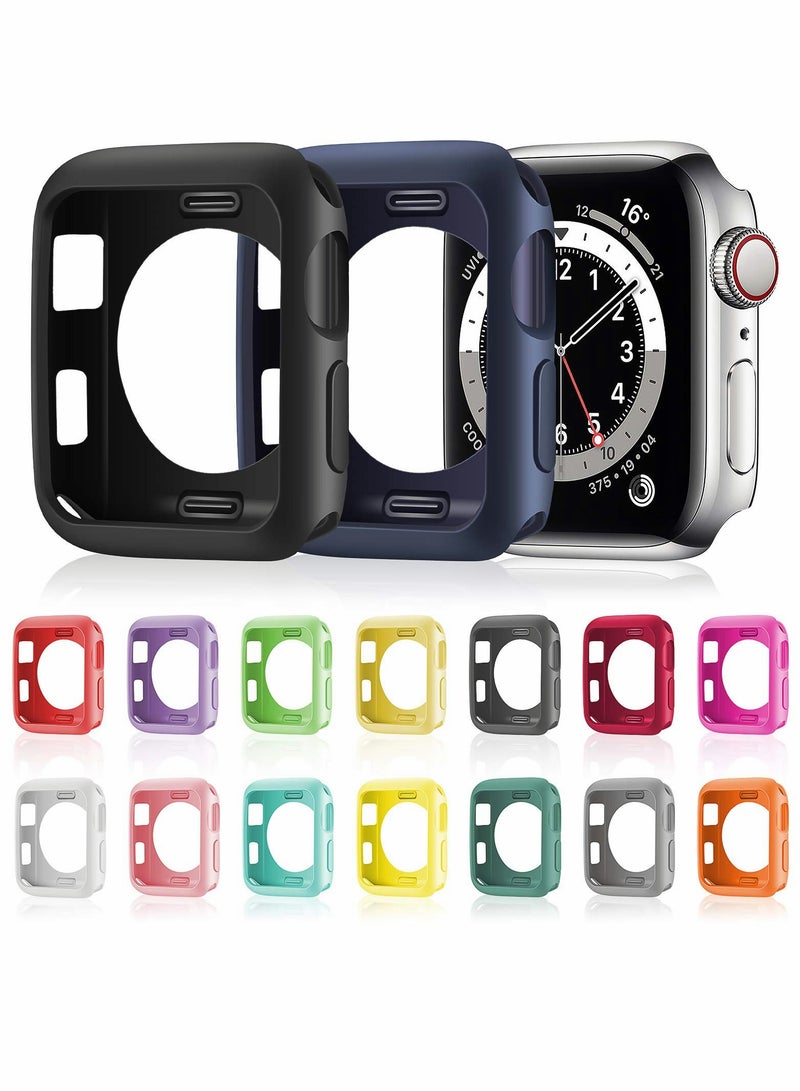 16 Pieces Watch Case for Apple Watch, Soft TPU Protective Anti-Scratch Silicone Protector Soft Flexible TPU Thin Lightweight Bumper Cover for Smartwatch Series SE/6/5/4 (40 mm)