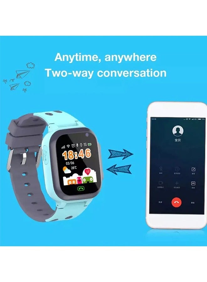 Kids Smart Watch With Calling Feature Support SIM Card  Waterproof Watch Phone for Children Kid Student One Button Speed Dial Voice Call Chat HD Touch Screen Offers Security Positioning Watch Blue