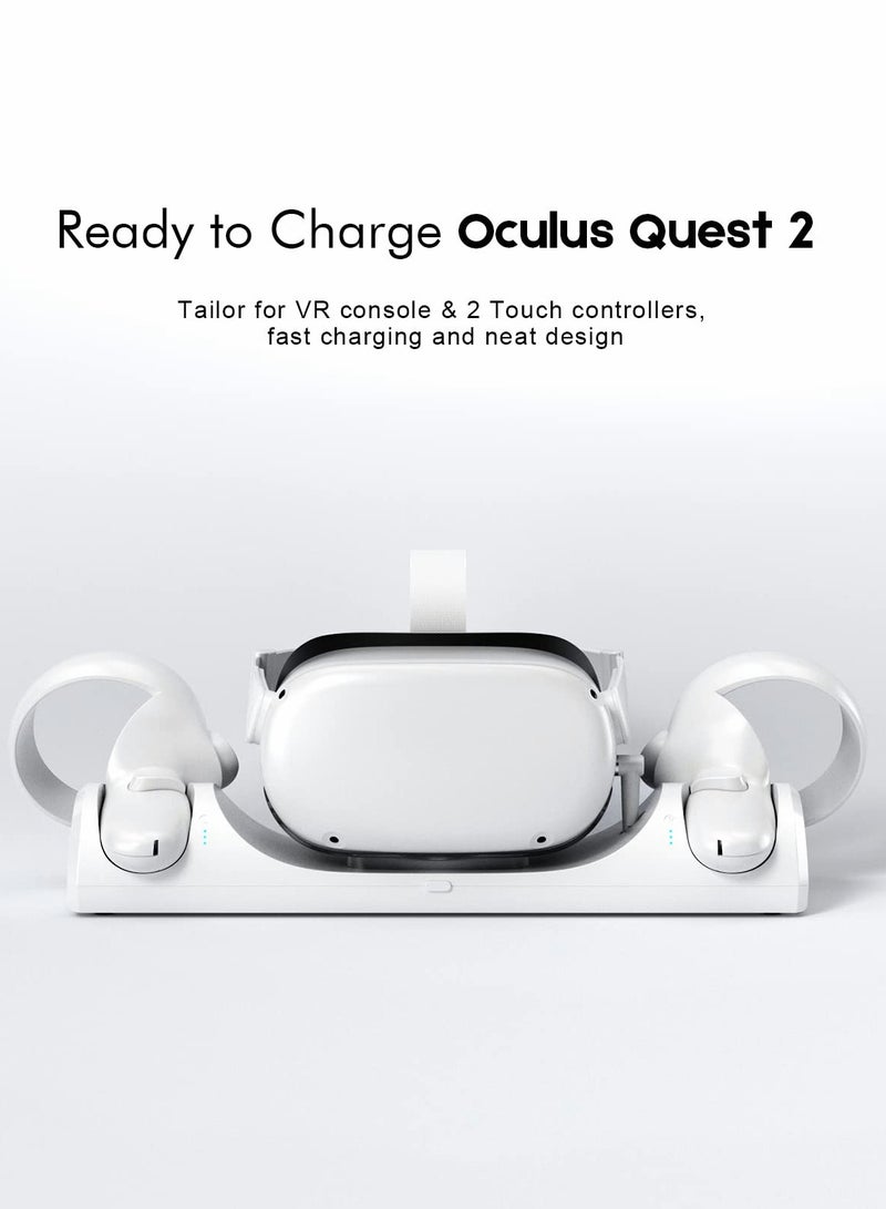 Charging Dock for Oculus Quest 2 / Meta Quest 2 with LED Light, Magnetic Charging Station for VR Headset and Touch Controllers, with 2 Rechargeable Batteries/Type-C Charger Cable