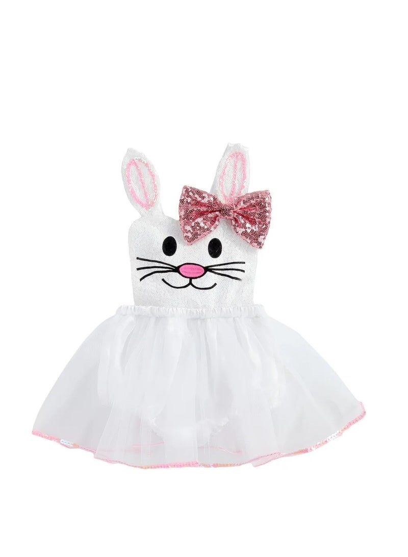 Easter Bunny Dress Up Costume For Baby Girls Sequin Rabbit Ear Outfit