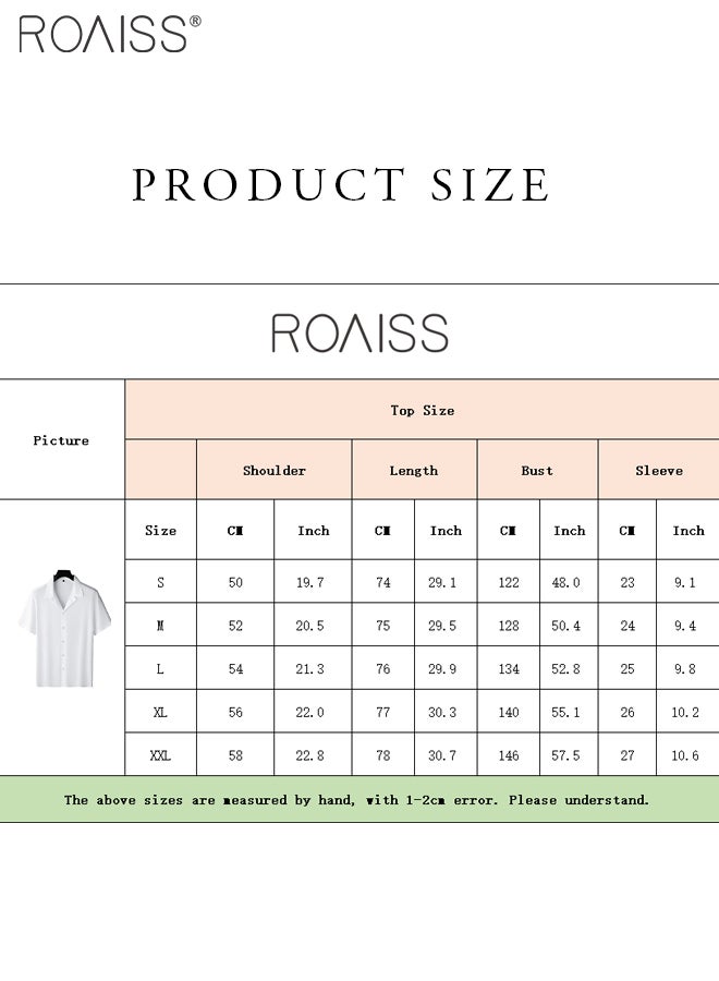 Fashionable Casual Cotton And Linen Shirt Men'S Summer Daily Lapel Solid Color Short Sleeve Button Closure Top