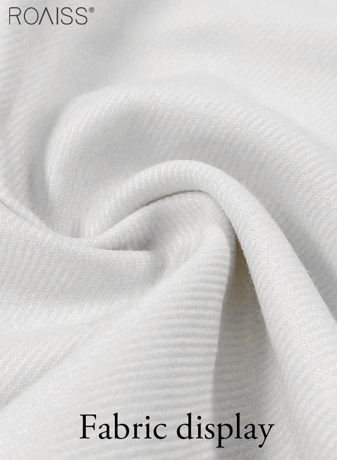 Fashionable Casual Cotton And Linen Shirt Men'S Summer Daily Lapel Solid Color Short Sleeve Button Closure Top