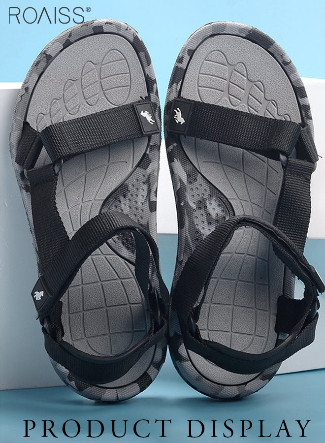 Fashionable Simple Versatile Sandals Men'S Daily Commuting Camouflage Print Open Toe Velcro Beach Summer Sandals